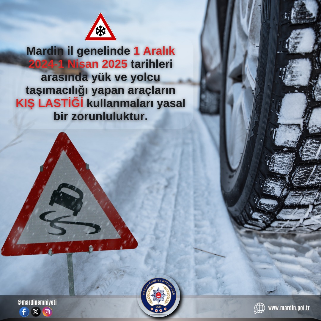 Mardin Emniyetinden Sürücülere “Kış Lastiği” Uyarısı