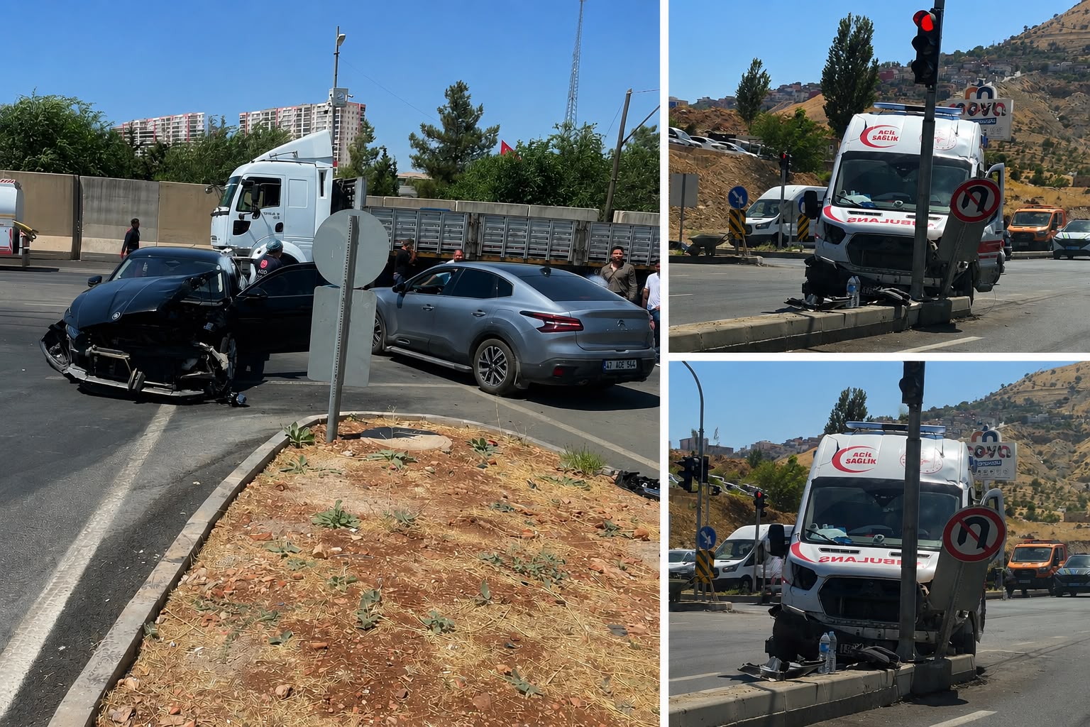 Mardin’de Ambulans, Taksi ve Tır Zincirleme Kazaya Karıştı